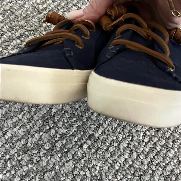 Sperry Dark Blue Shoes with Tan Laces - Picture 3 of 4